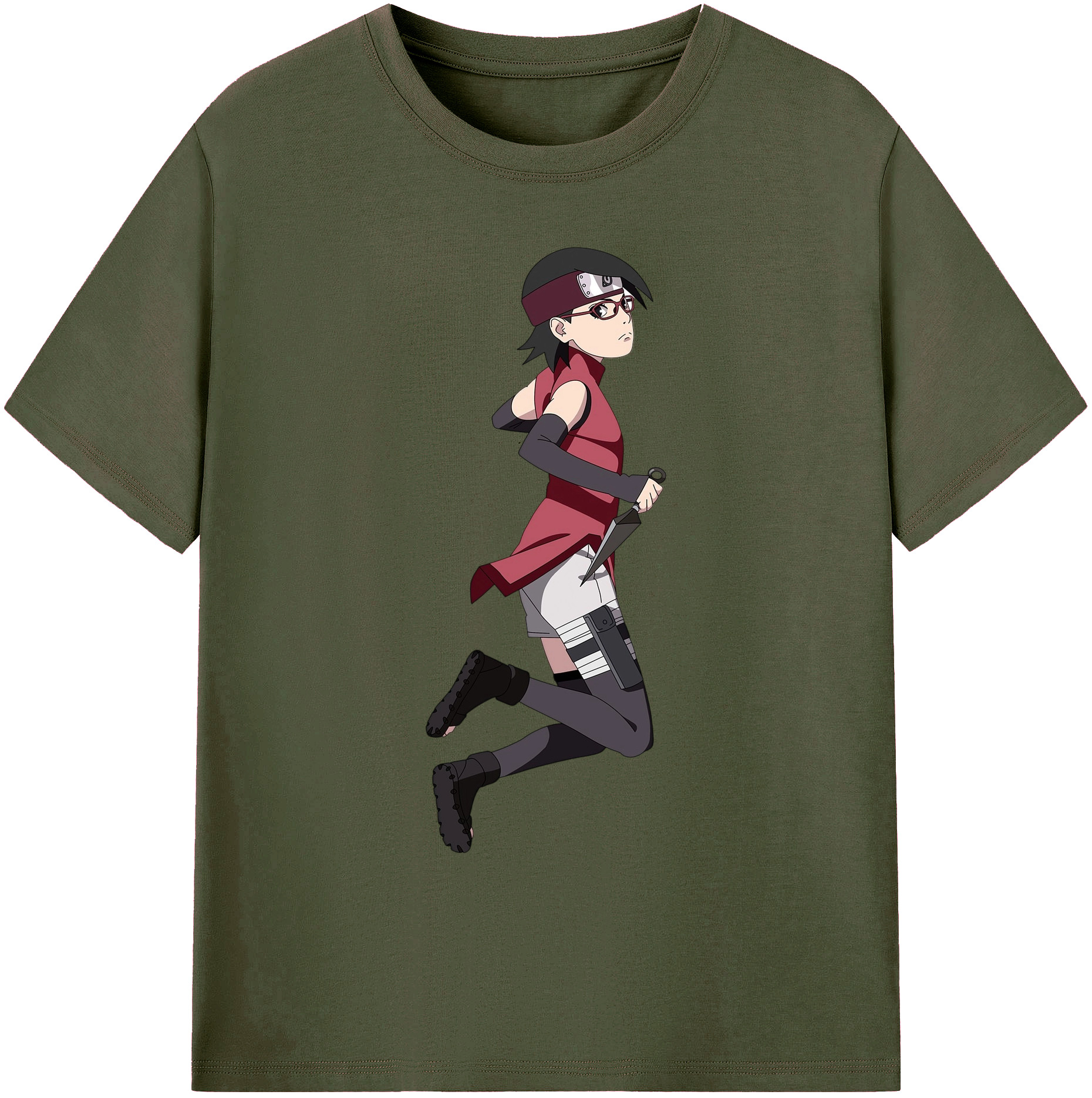 （画像用） NARUTO -ナルト- うちは サラダ Uchiha Sarada 綿100％ メンズ半袖Tシャツ｜肌触りやわらか＆通気性